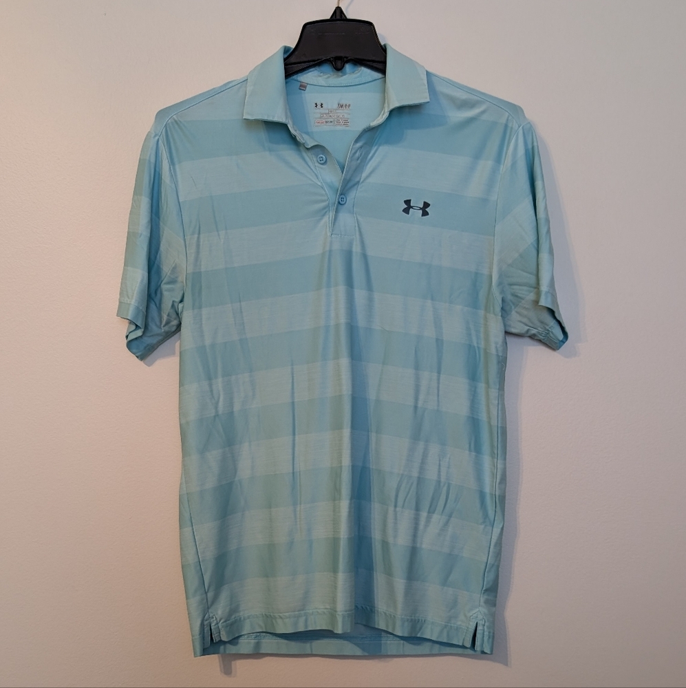*Offers Welcome* Under Armour Men's Sky Blue Striped Polo